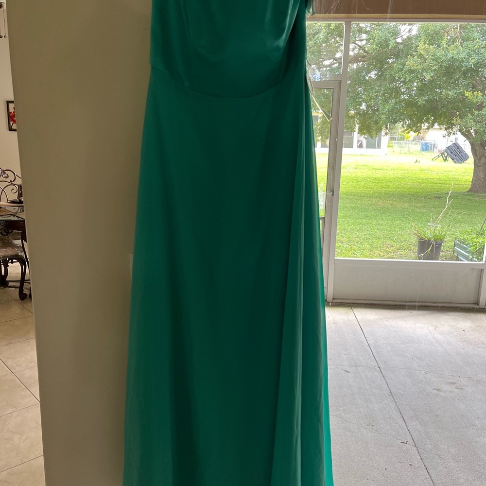 Bill Levkoff Teal One Shoulder Dress